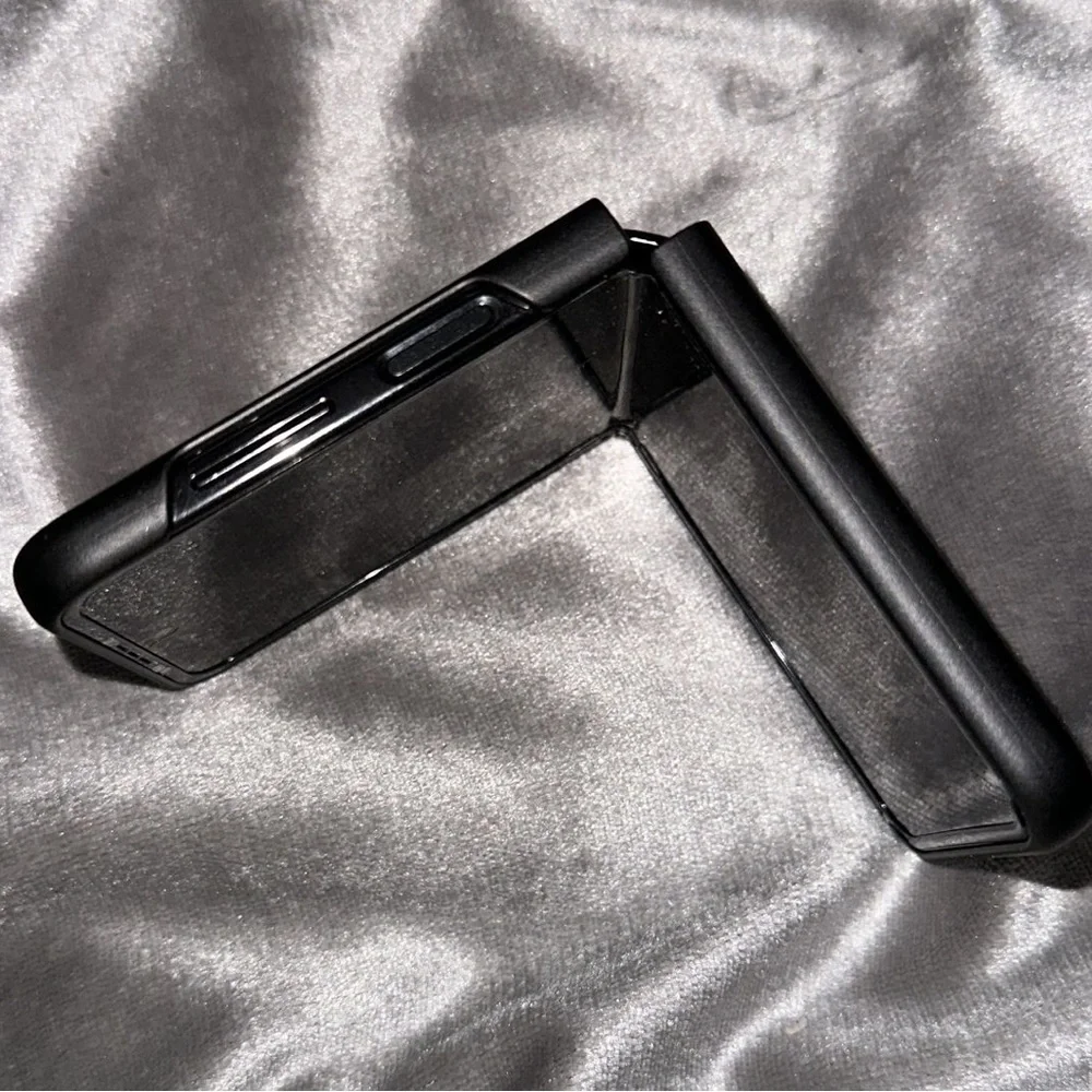 Black Foldable Smartphone with Blue Display